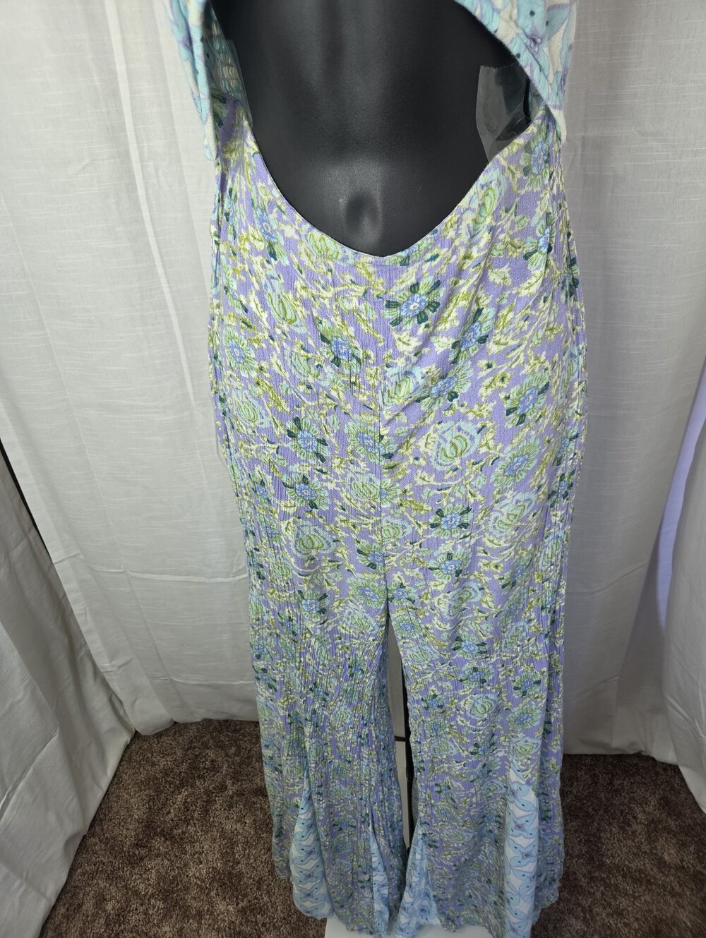 Free People Juliet Cutouts Strapless Wide Leg Jumpsuit Lavender/Purple Floral - Picture 4 of 15